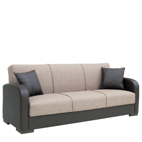 Καναπές Κρεβάτι Τριθέσιος ArteLibre MARTINI Καφέ PU 215x84x84cm - 14210015